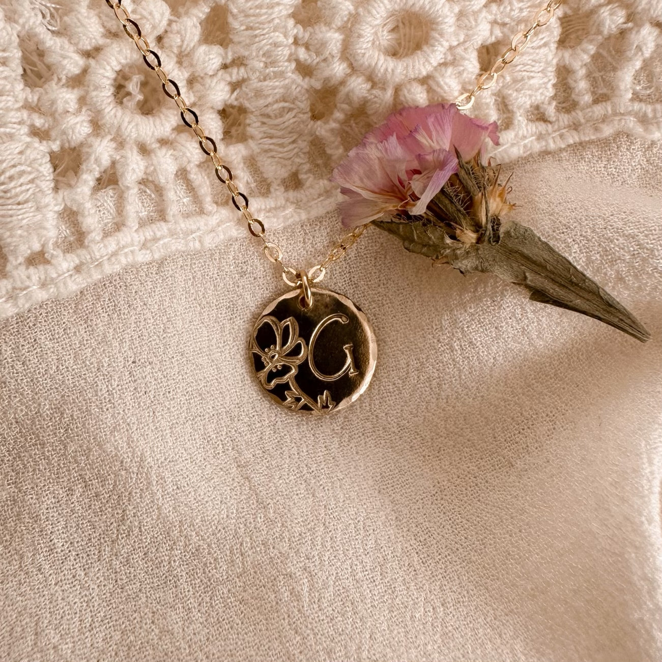 Custom partial birth month monogram necklace - gold