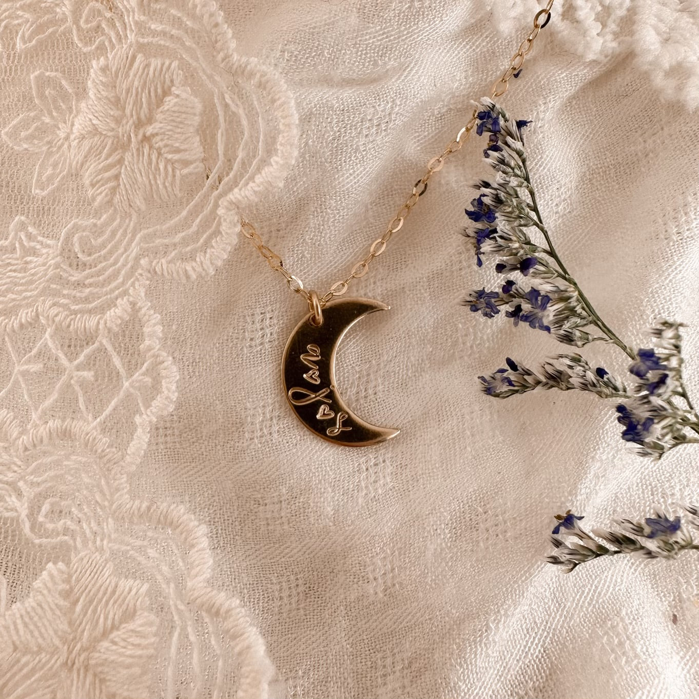 Custom Crescent neckace - gold