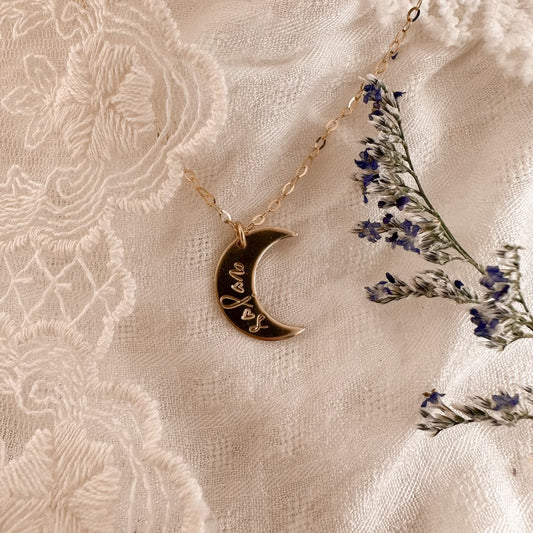 Custom Crescent neckace - gold