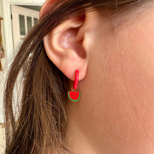 HOOPS for charms - Red enamel Lise's Pieces