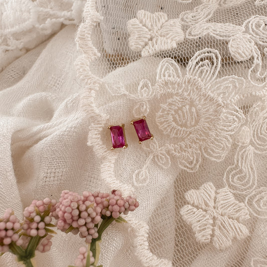 Pink Baguette studs