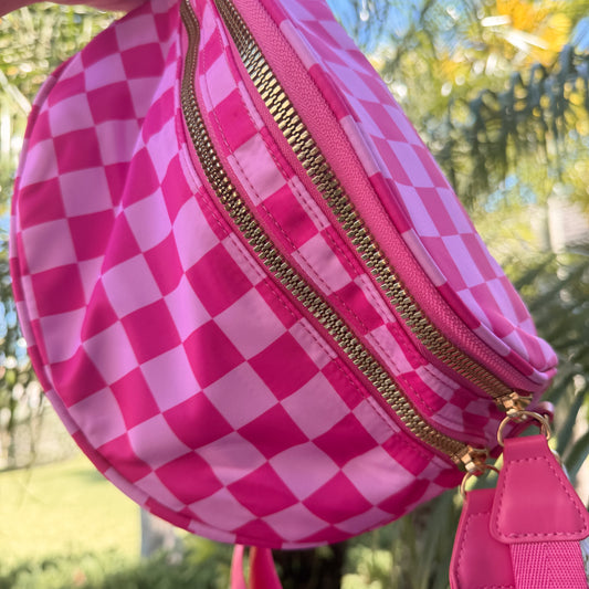 Oversized Crossbody - Double pink Checkered Lise's Pieces