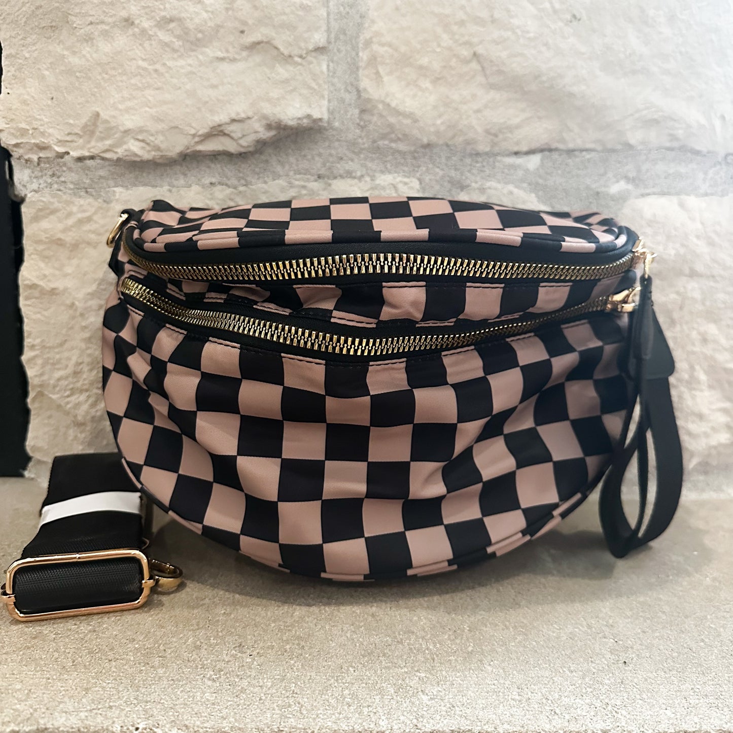 Oversized Crossbody - Coffee Checkered