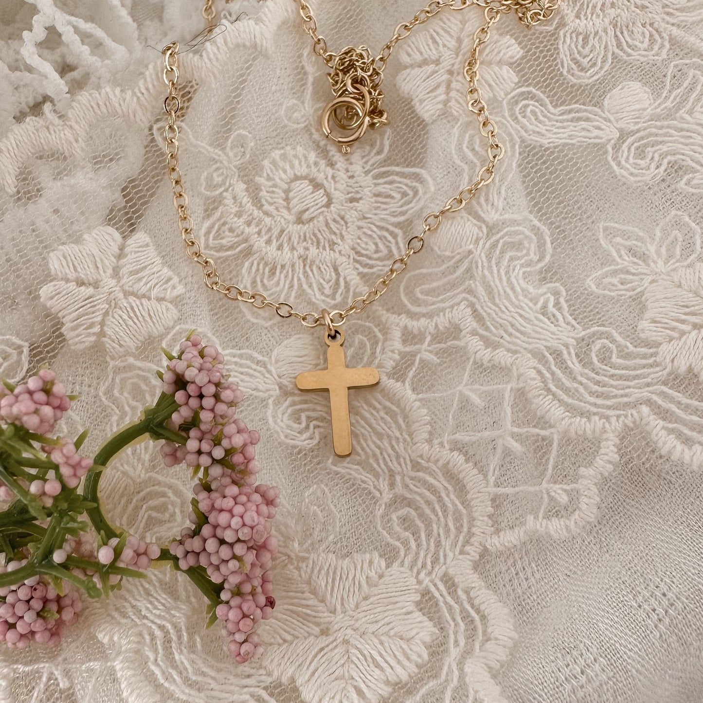 Small cross necklace - gold