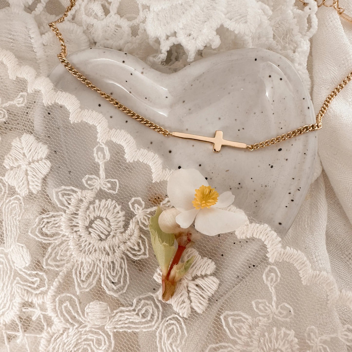 Sideways Cross Choker- 14k Lise's Pieces