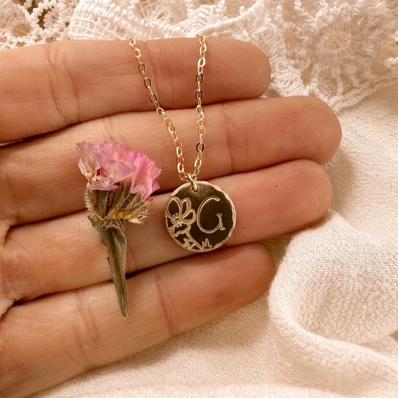 Custom partial birth month monogram necklace - gold