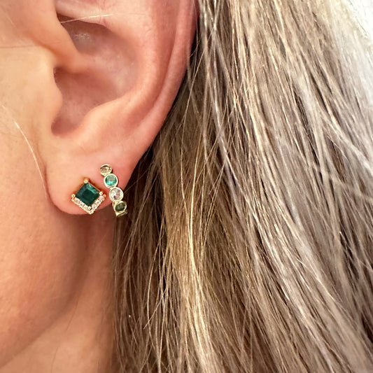 Emerald crystal hoops