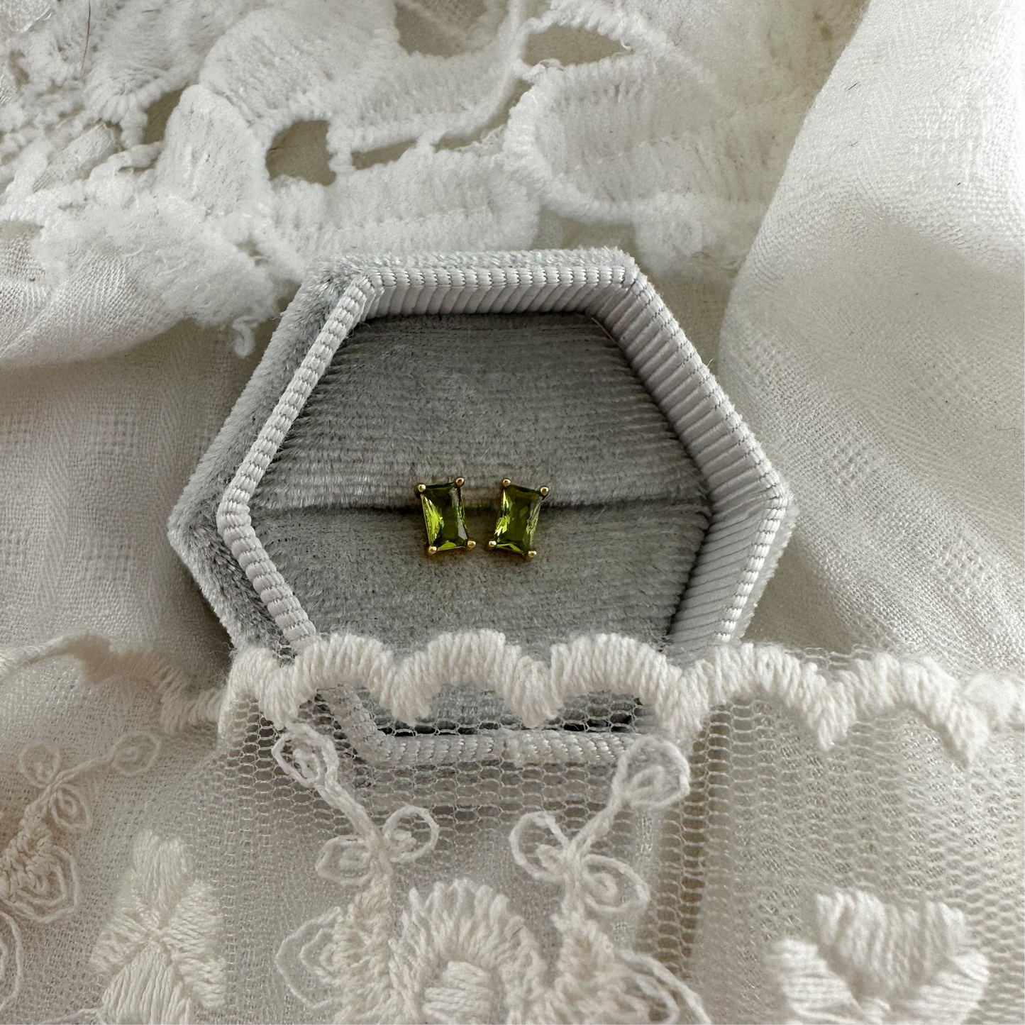 Light Green mini Baguette studs