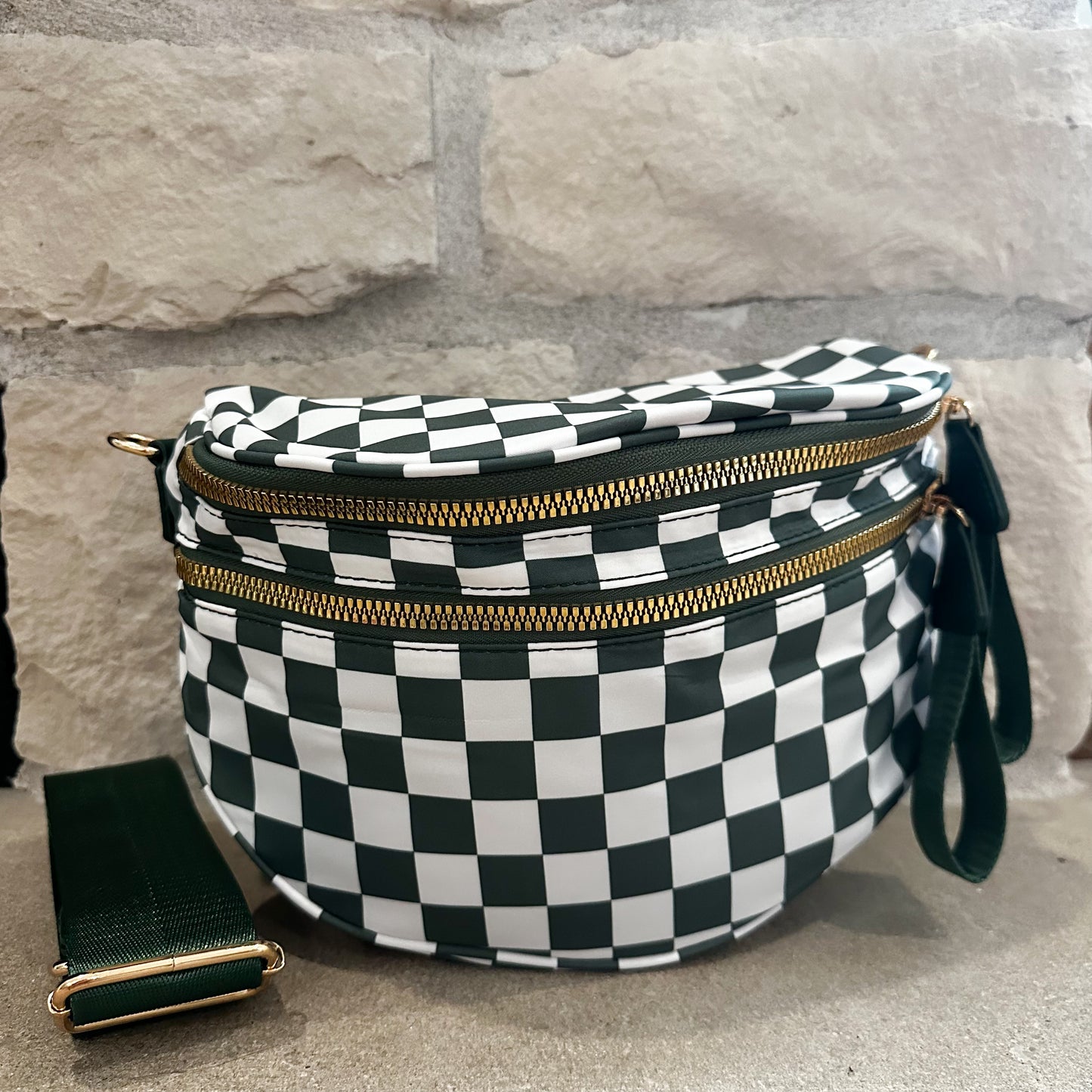 Oversized Crossbody - Olive Checkered