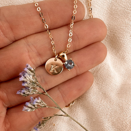 Initial + birthstone necklace Lise's Pieces