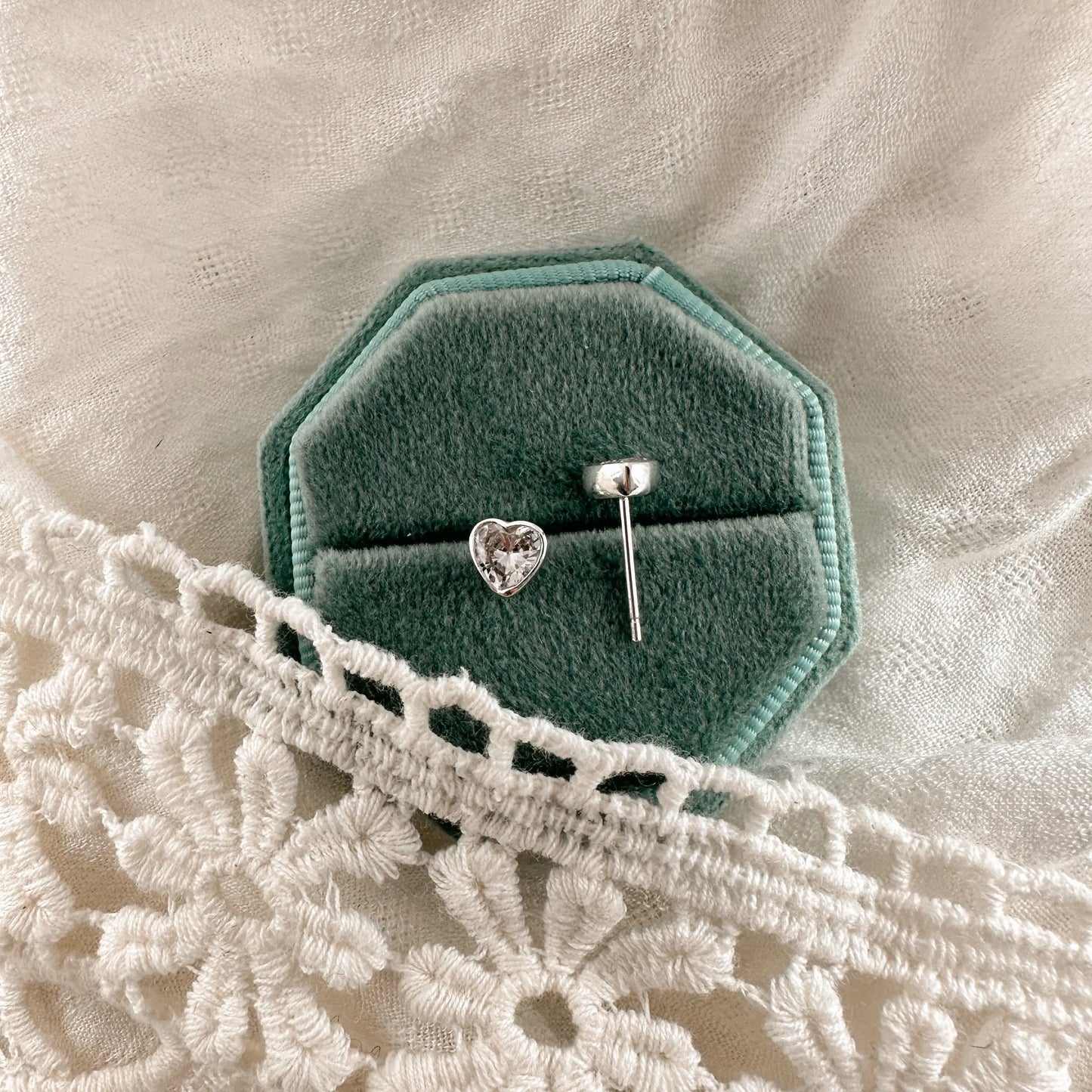 Crystal heart stud - sterling Lise's Pieces