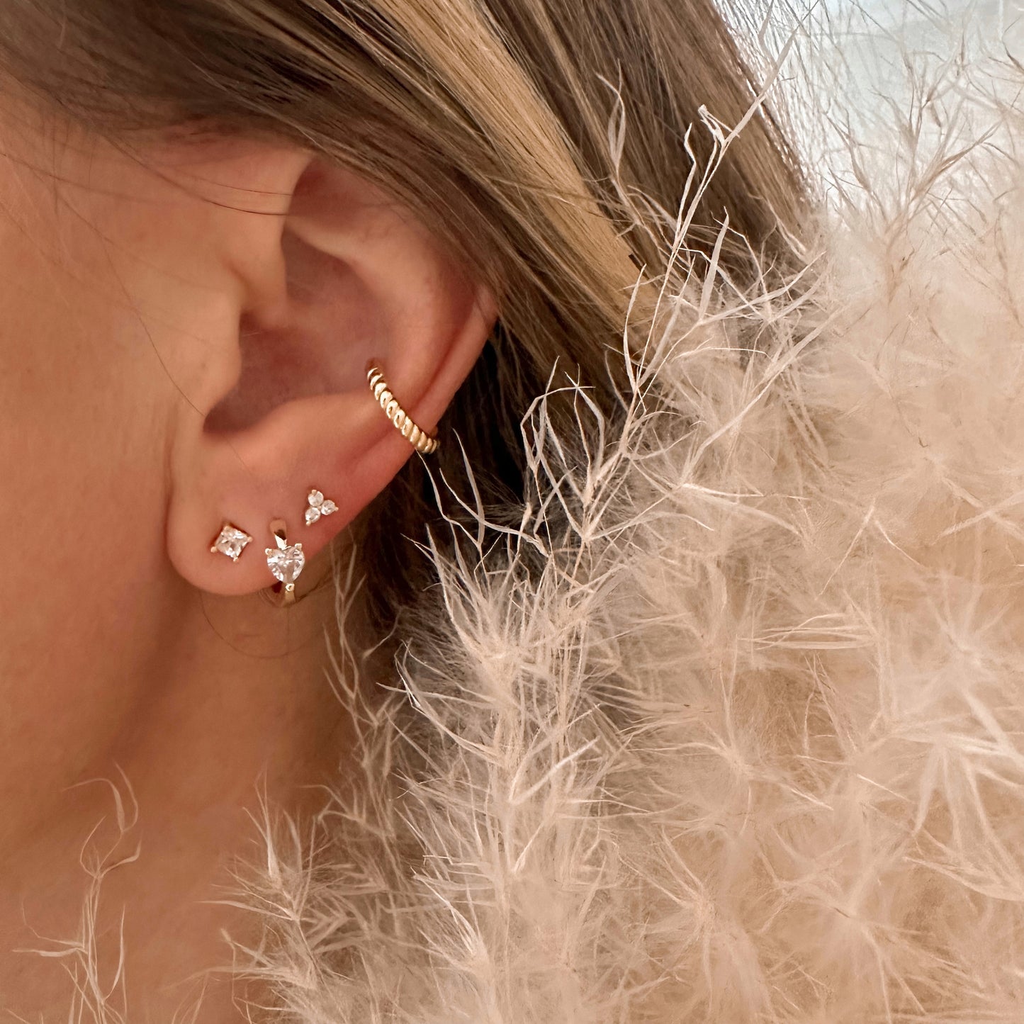 Crystal heart huggies