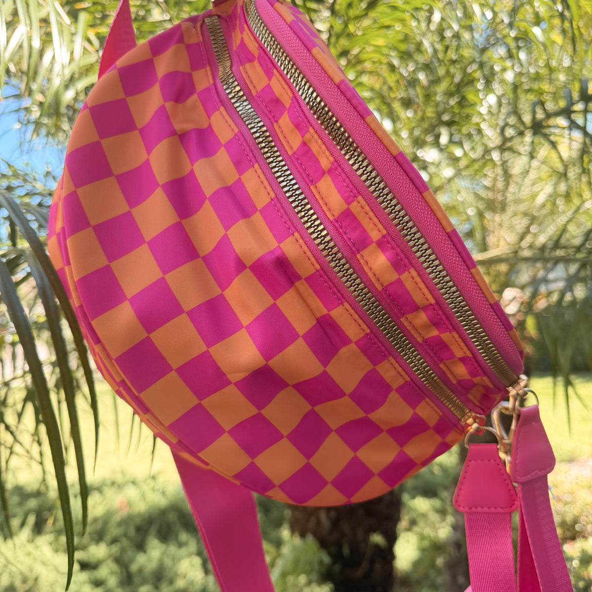Oversized Crossbody - Pink & Orange Checkered Lise's Pieces