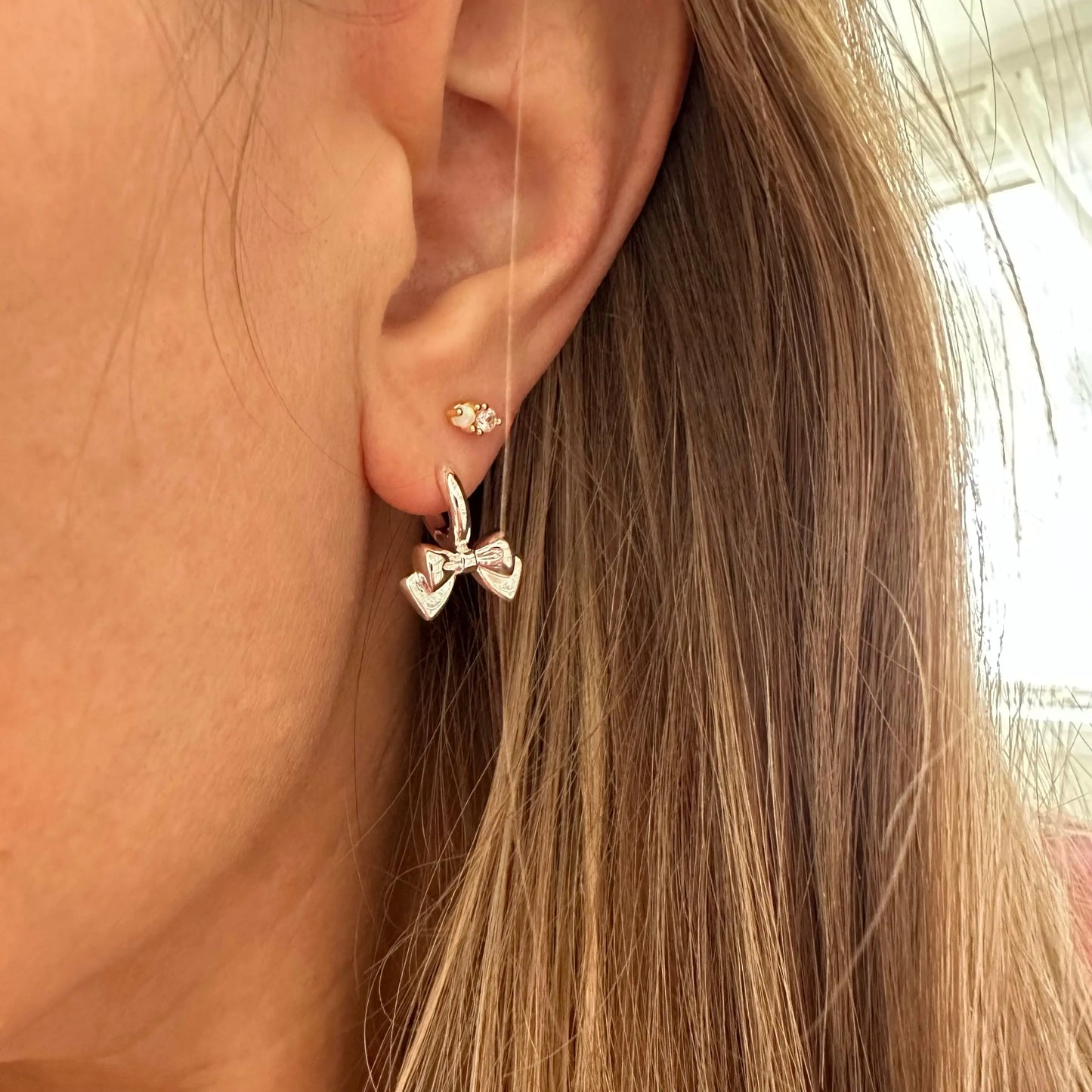 Sterling bow Hoops Lise's Pieces