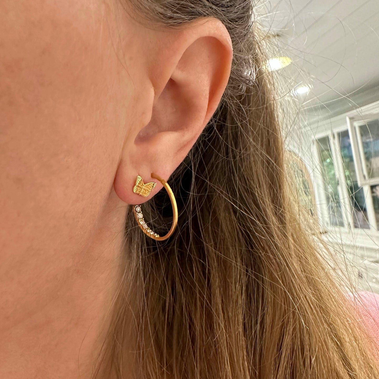 Crystal bottom hoops - gold