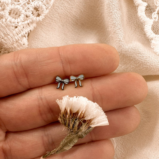 Blue Bow Screwbacks Lise's Pieces