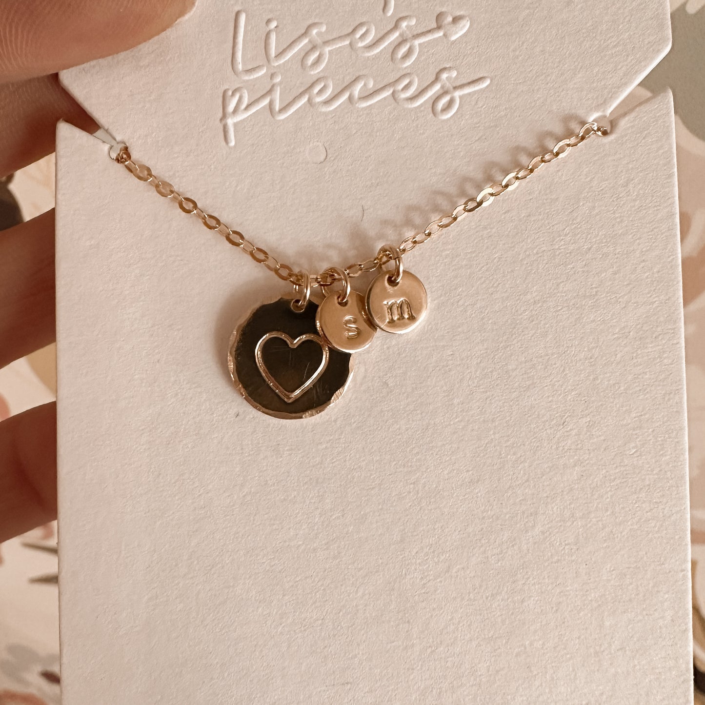 Custom open heart + initial necklace - gold