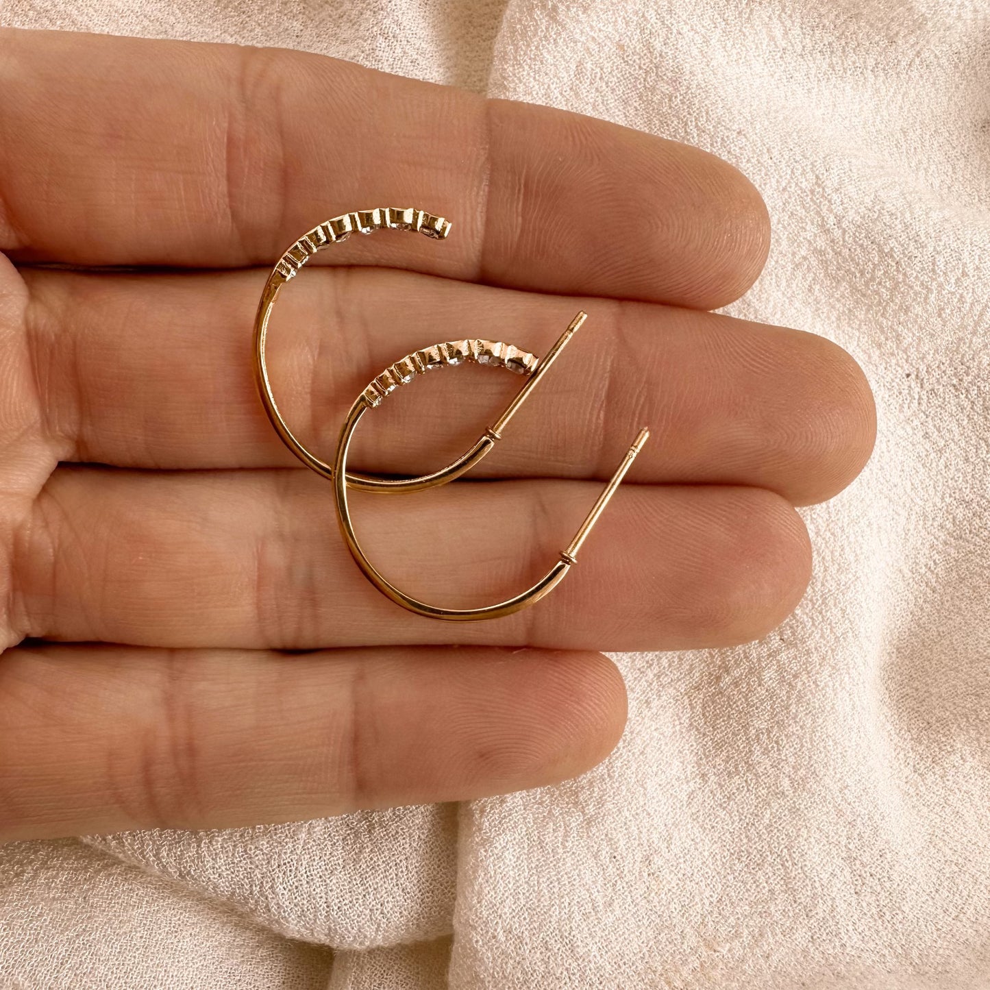 Crystal bottom hoops - gold
