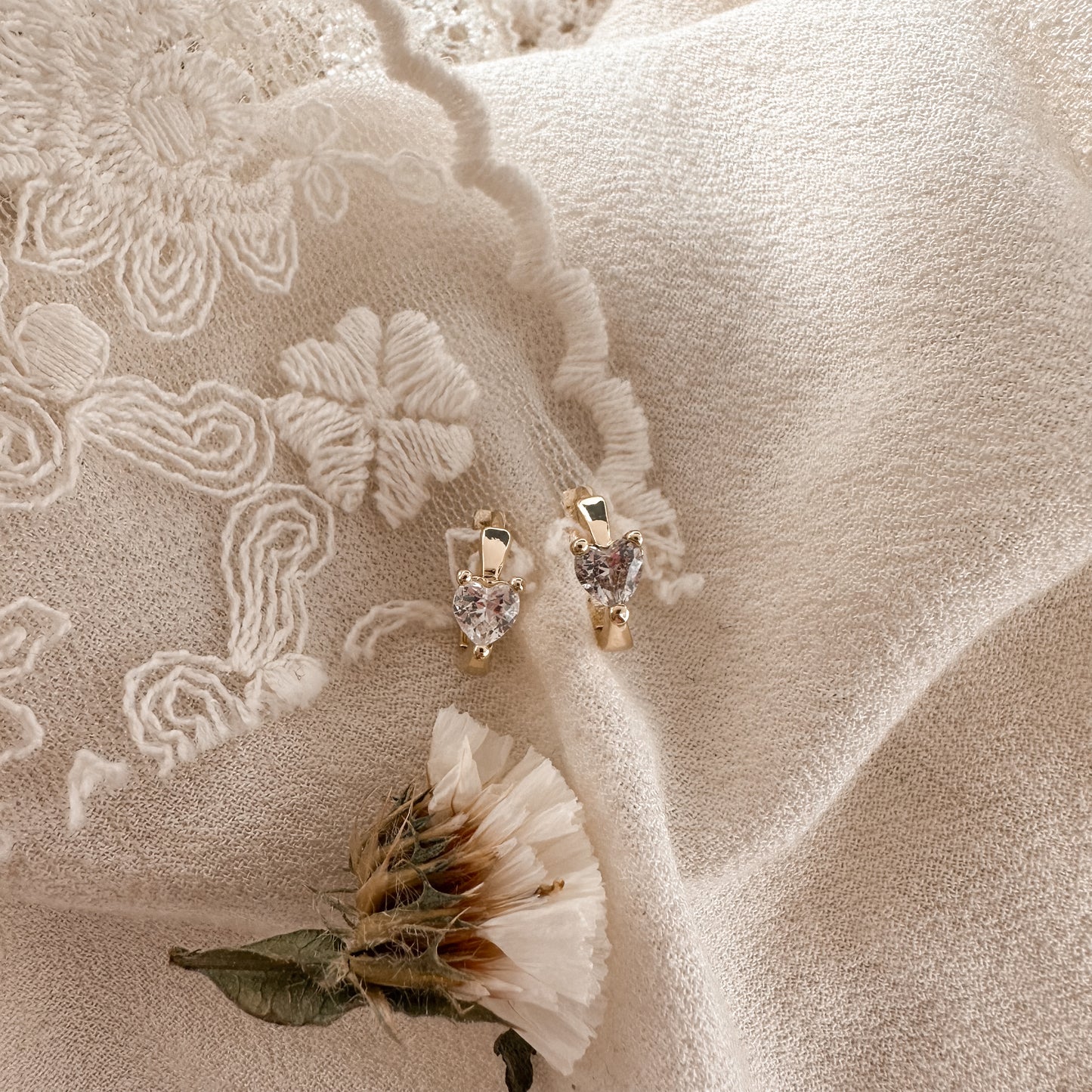 Crystal heart huggies