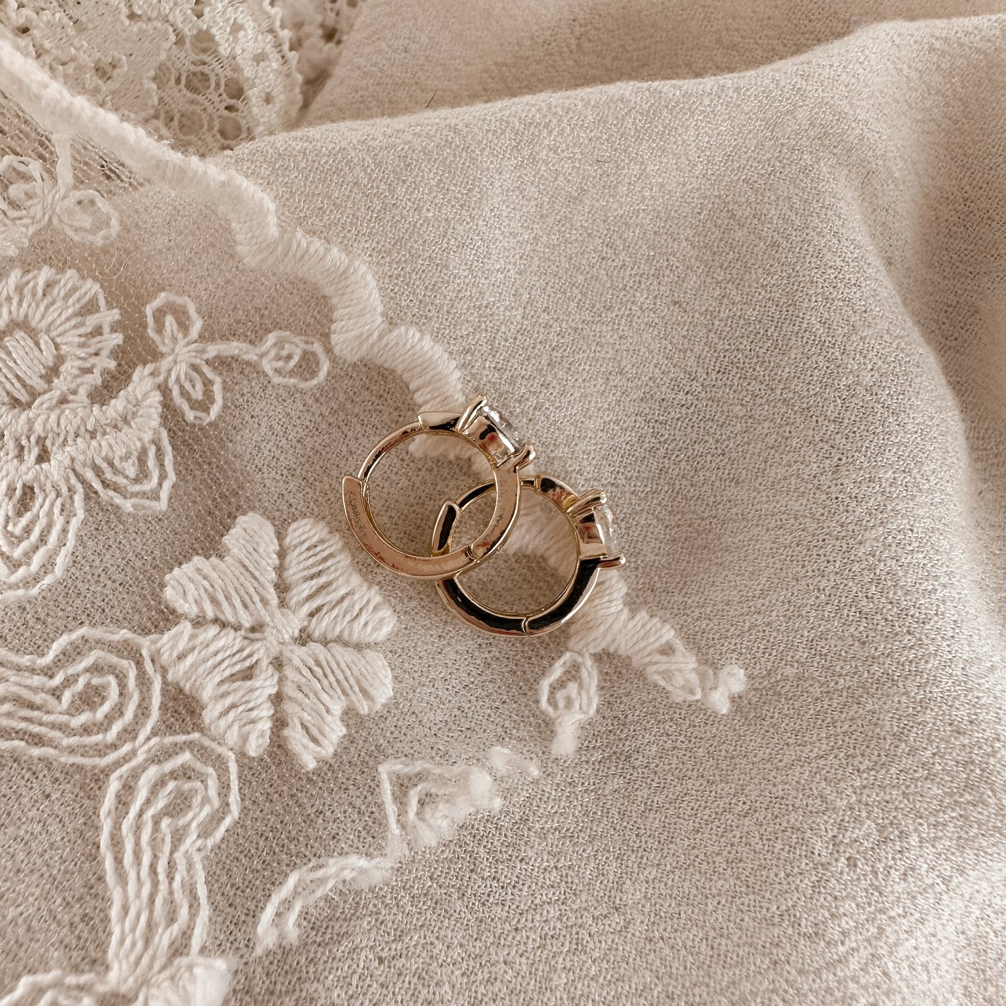 Crystal heart huggies