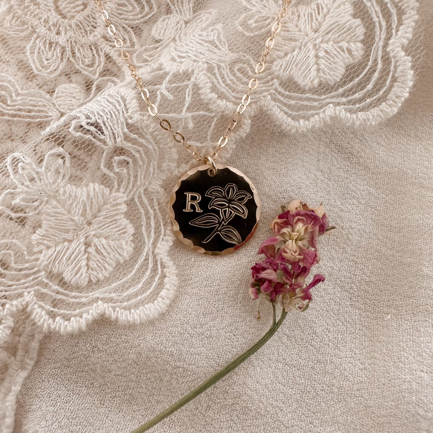 Custom birth month monogram necklace - gold