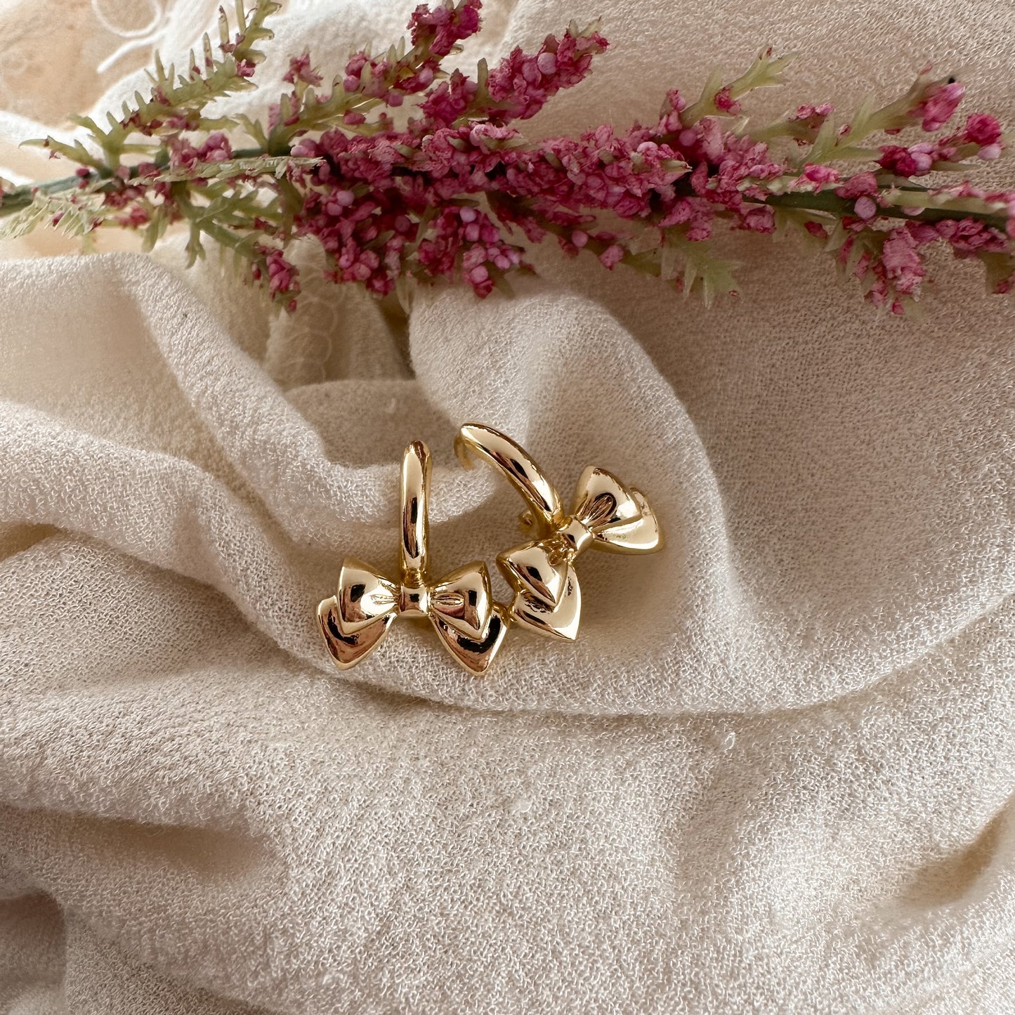 Gold Bow Hoops