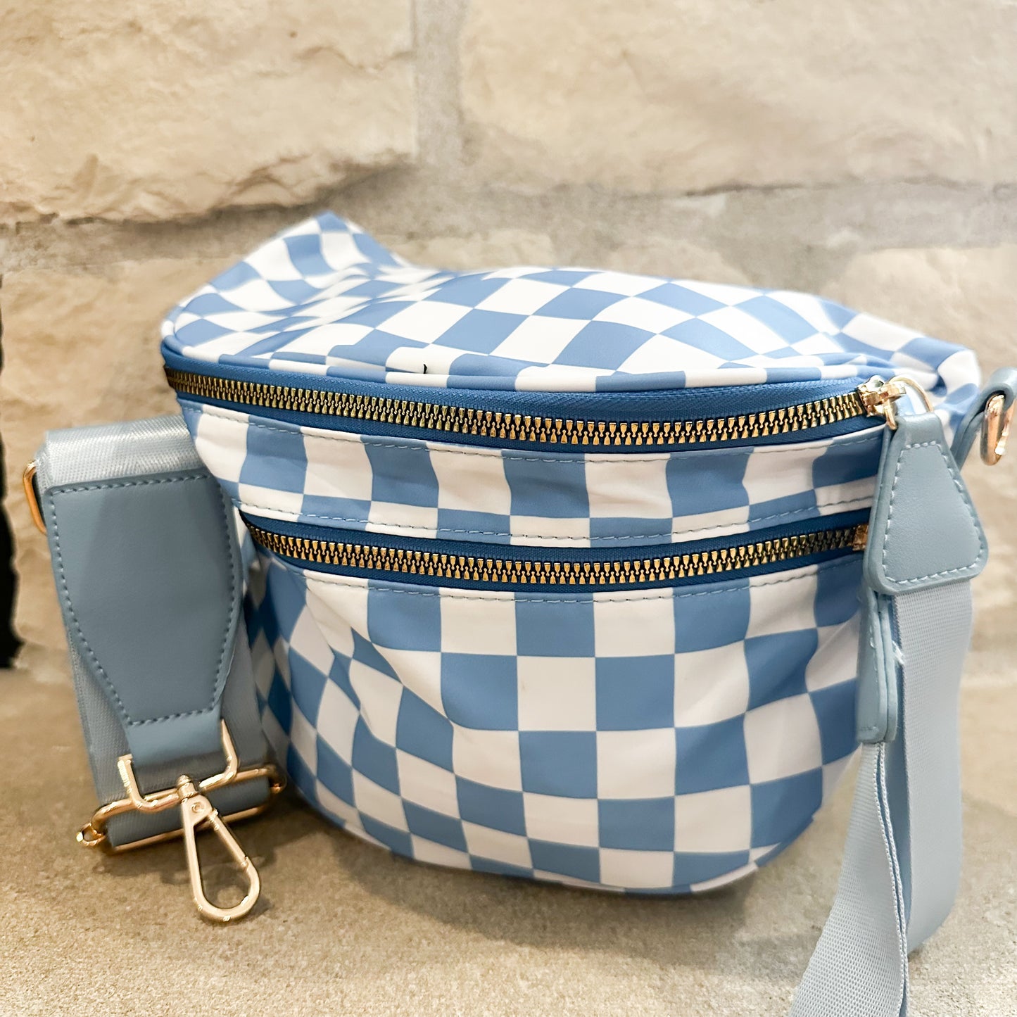 Oversized Crossbody - Blue Checkered