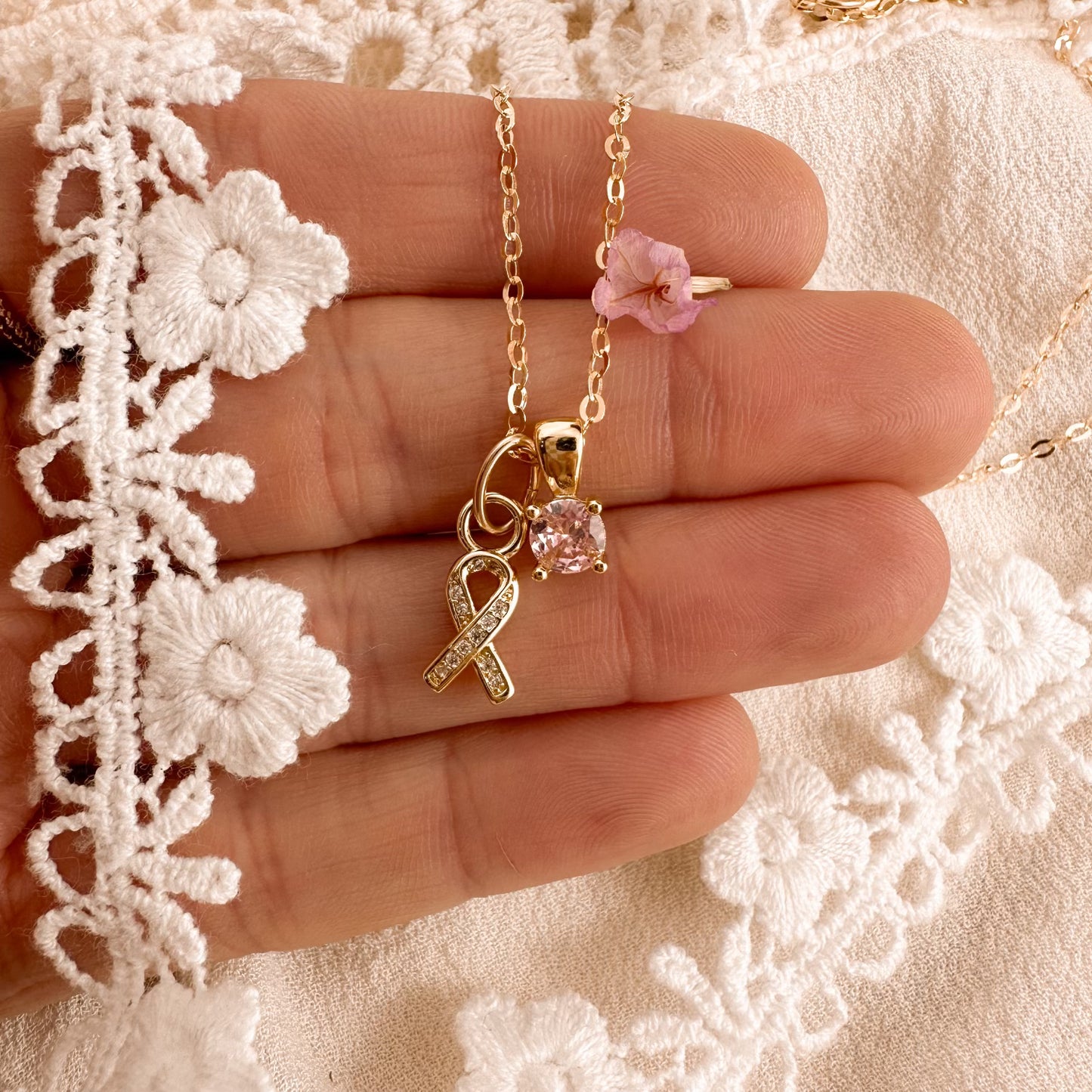 Crystal awareness necklace - gold