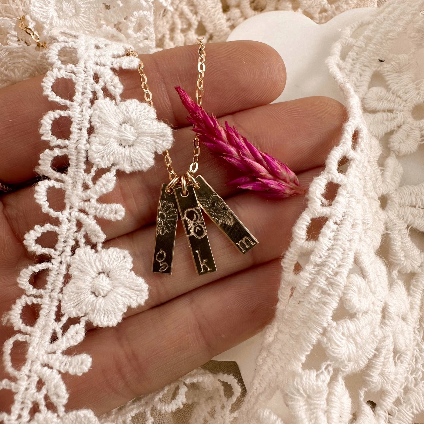 Custom birth-month + initial tag necklace