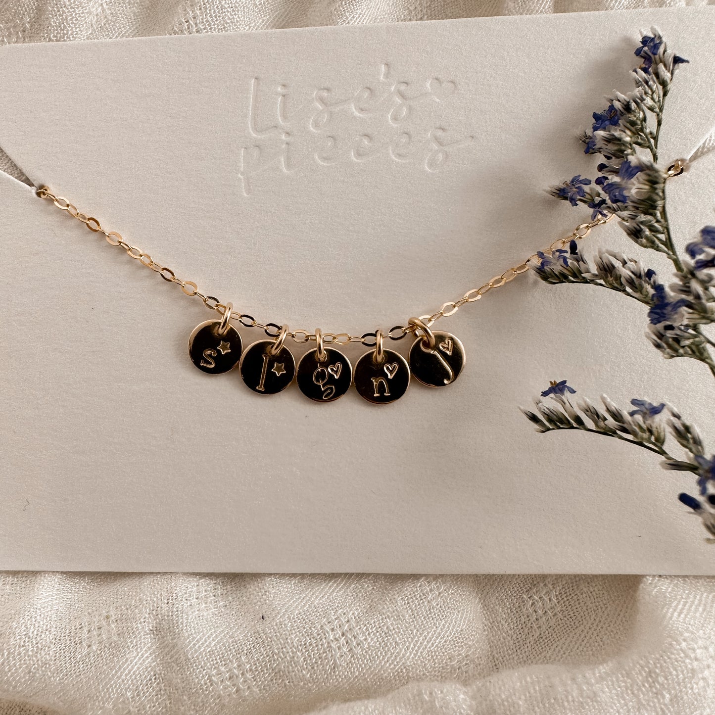 Custom mini initial disc necklace - gold