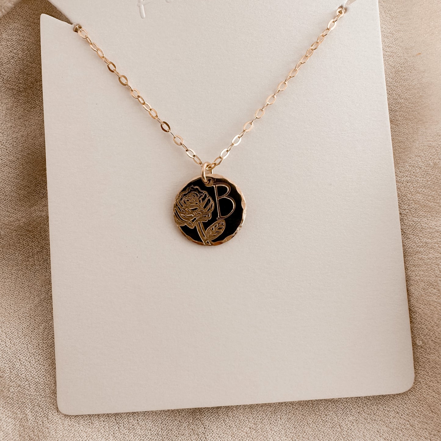 Custom partial birth month monogram necklace - gold
