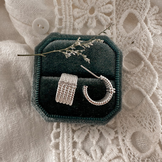 Triple Crystal Cuff Hoop - silver