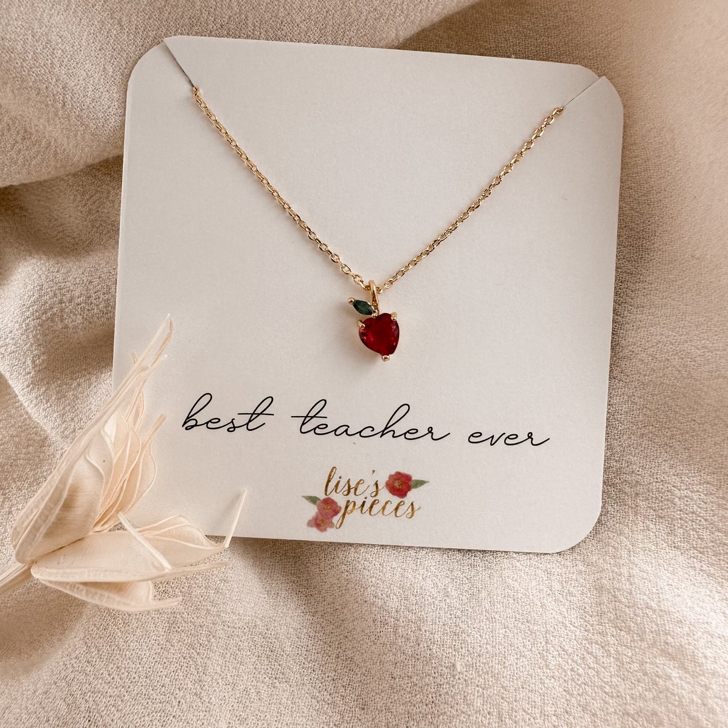 Crystal apple teacher necklace