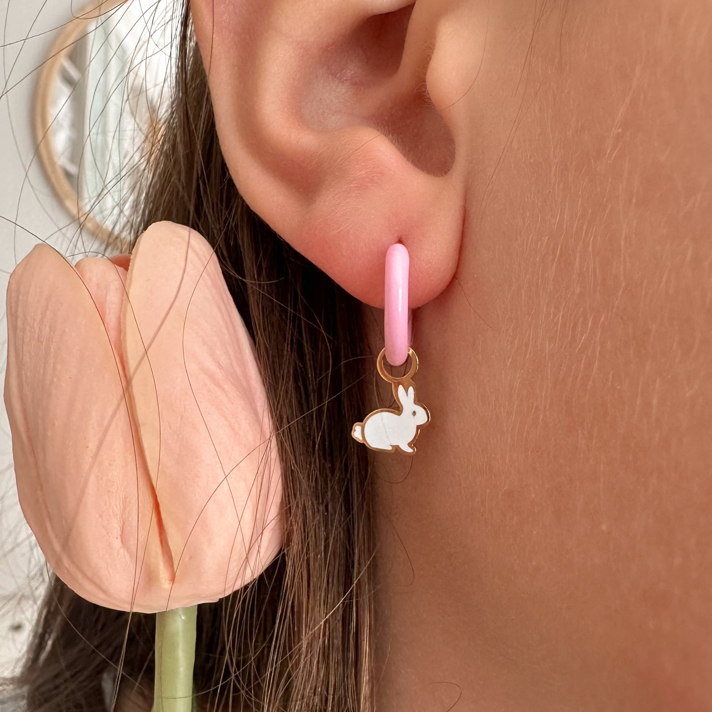 White Bunny Hoop charms - Myzie Collection