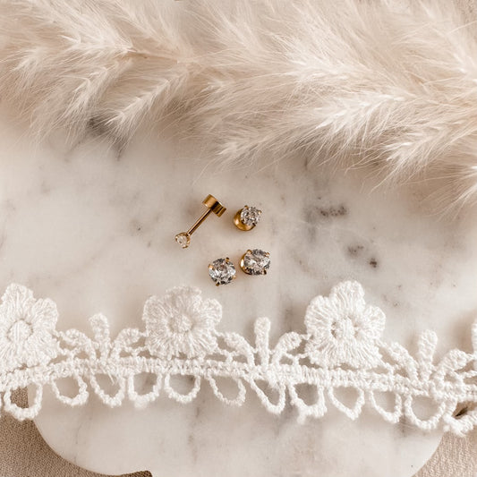 Crystal Screwbacks - gold / small & large