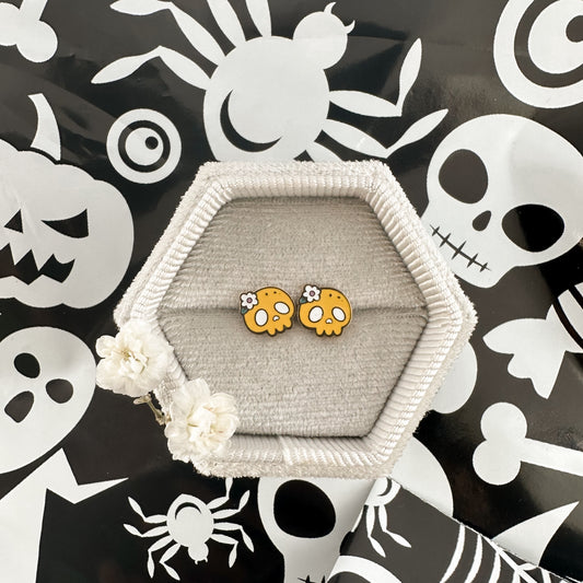 Floral Sugar Skull Screwbacks