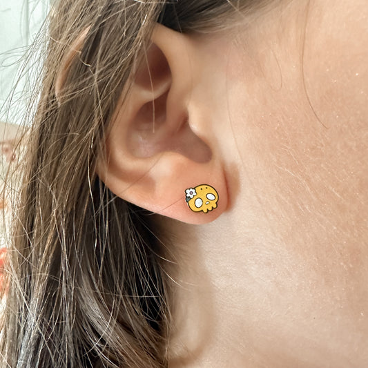 Floral Sugar Skull Screwbacks