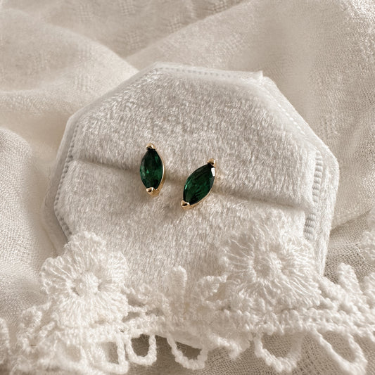 Emerald Marquise Studs