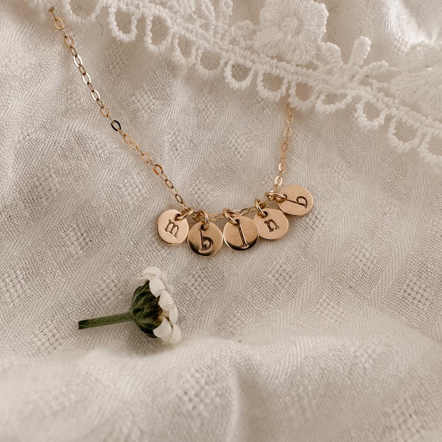 Custom mini initial disc necklace - gold