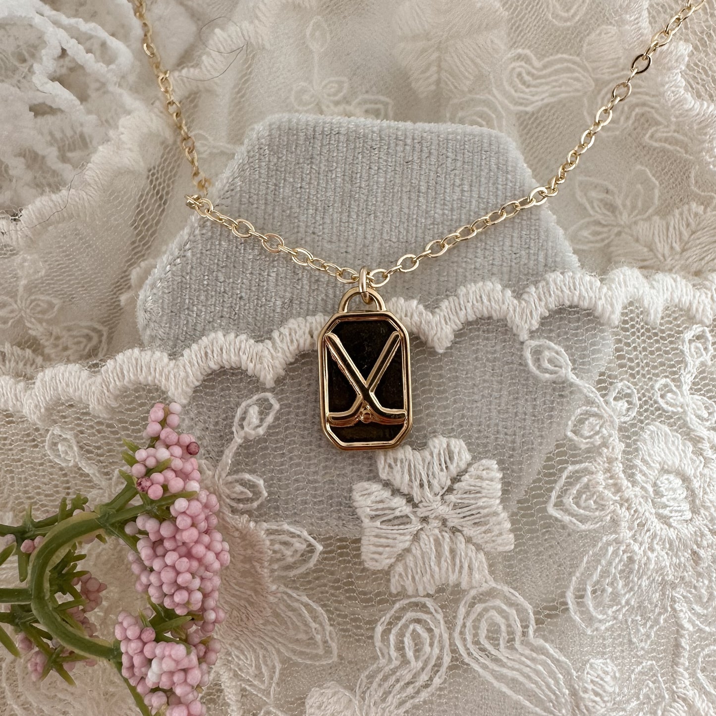 Hockey charm necklace