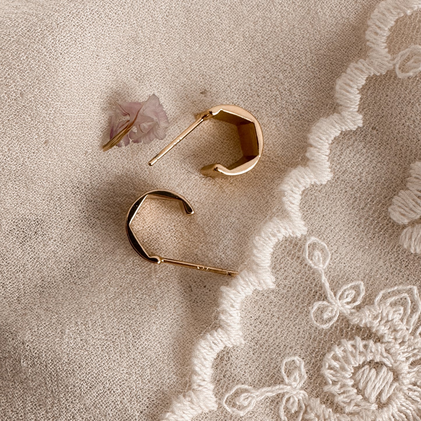 Wide brushed gold hoops