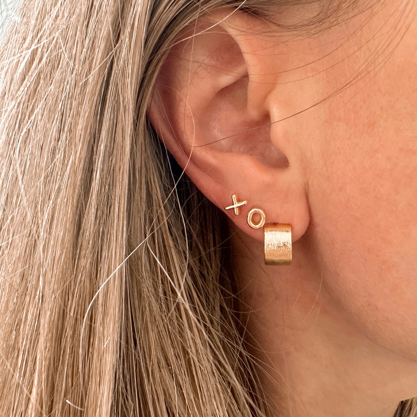 Wide brushed gold hoops