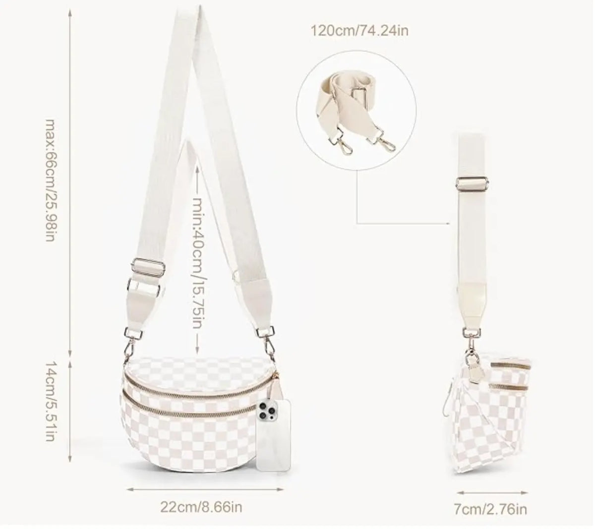 Oversized Crossbody - Double pink Checkered Lise's Pieces