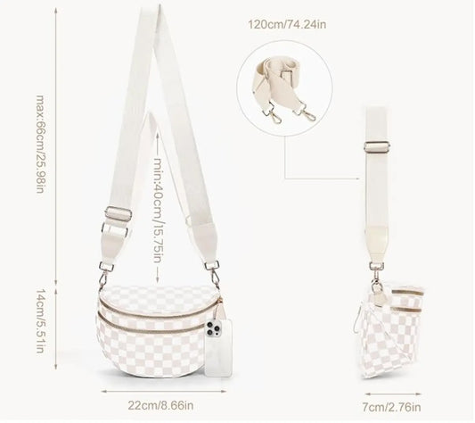 Oversized Crossbody - Double pink Checkered Lise's Pieces