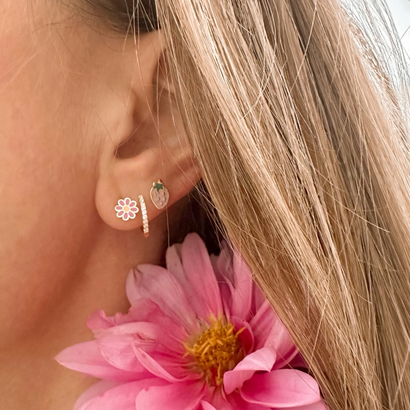 Purple strawberry screwback studs