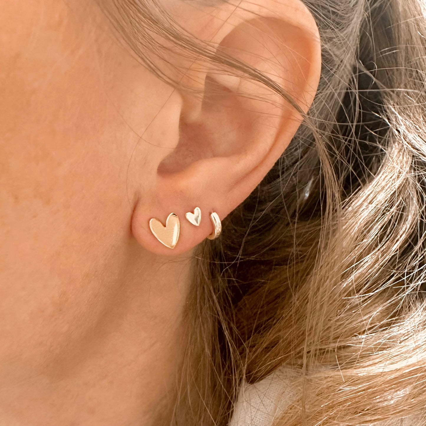 Mama and Mini heart studs - gold