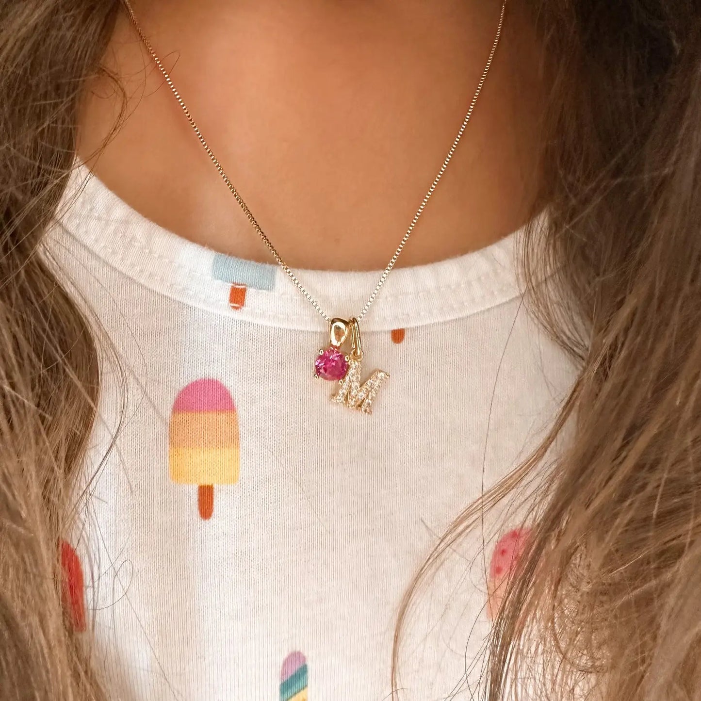 Crystal initial + birthstone necklace - Myzie Collection Lise's Pieces