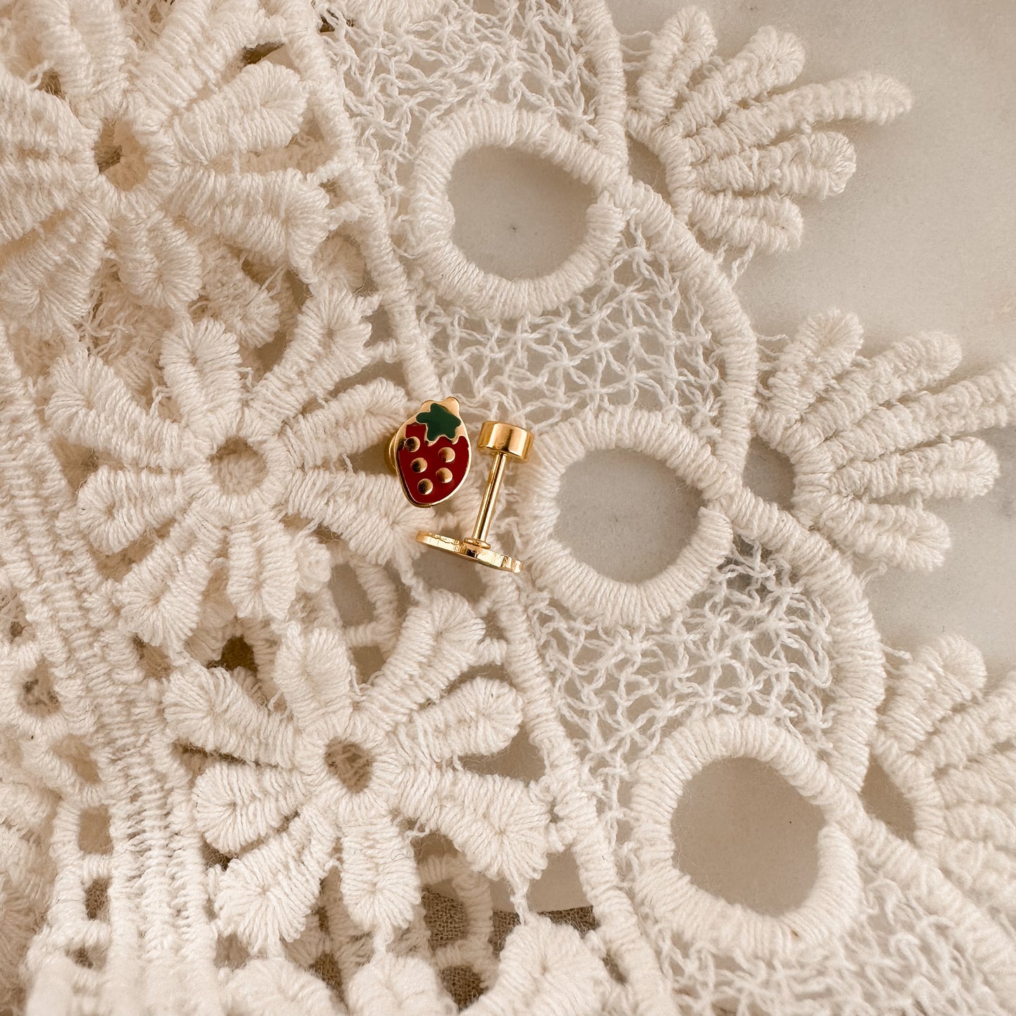 Red strawberry screwback studs