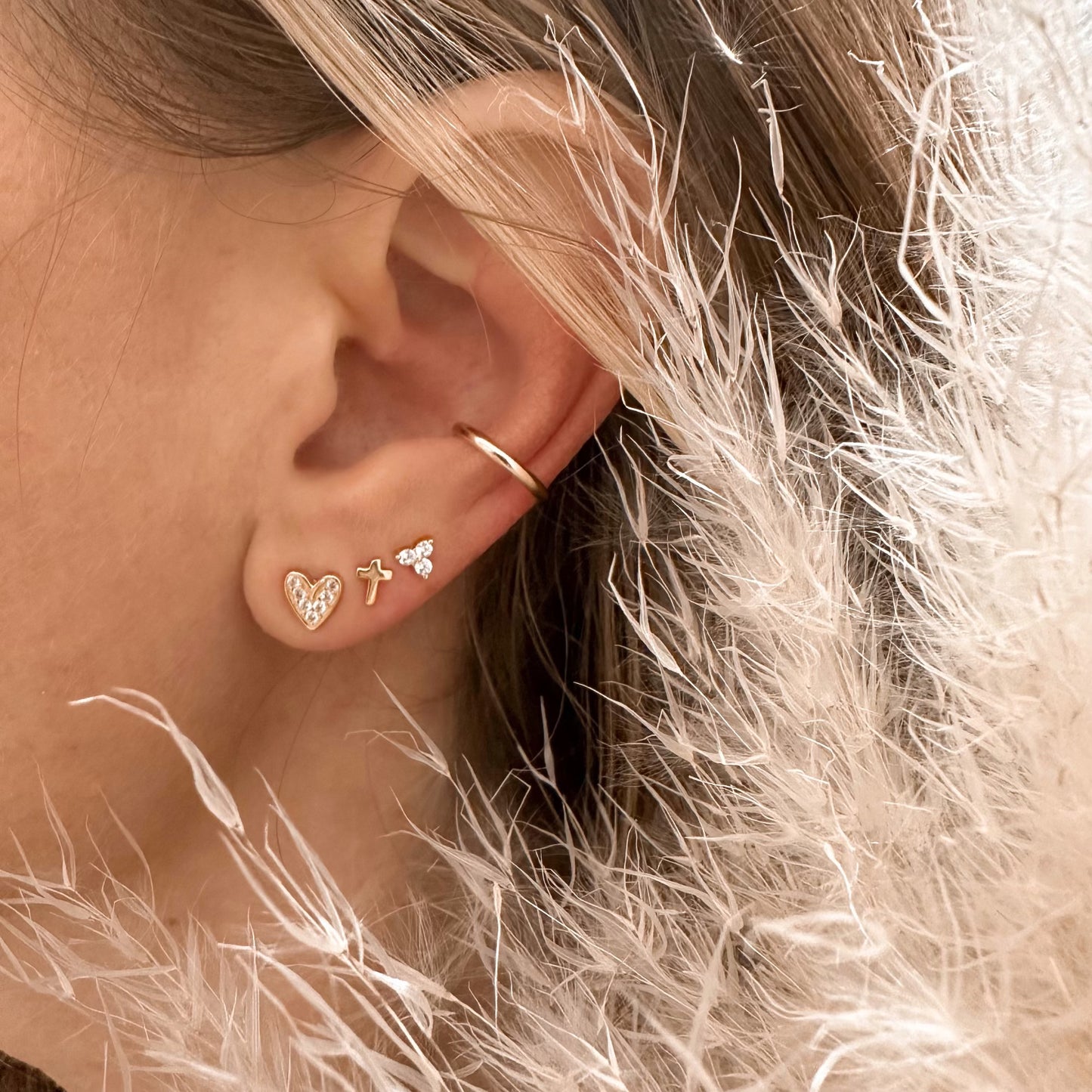 tiny triple crystal studs -choose color