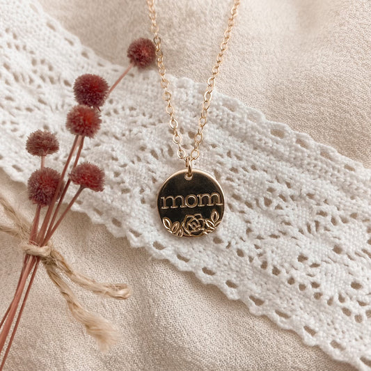 Floral mom necklace - gold